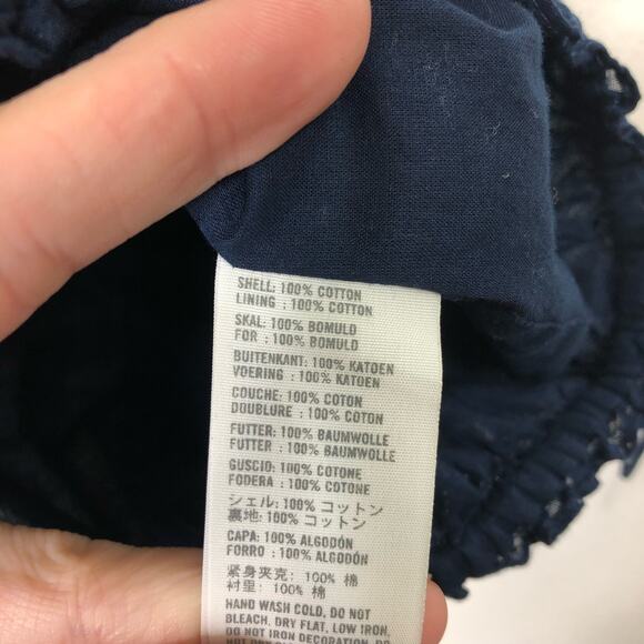 Hollister Top Embellished Sequin Boho Cami Tank Navy Blue Cinch Tie Hem xs - Picture 7 of 8